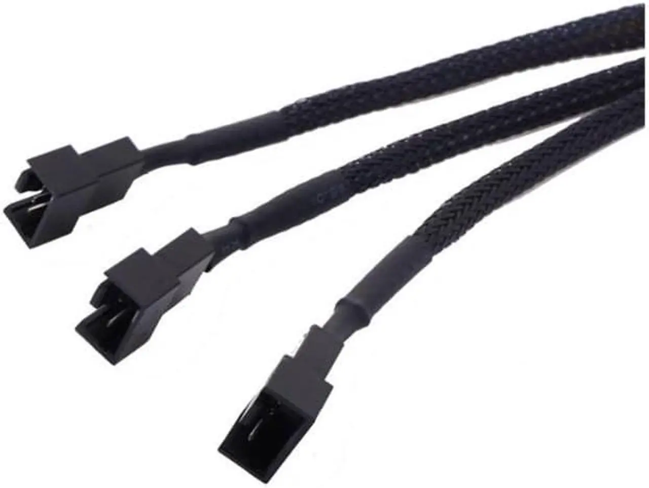 Alt view image 5 of 7 - 10pcs/lot 1 To 3 Way Splitter Sleeved Wire 4-Pin PWM Fan Connector Extension Cable