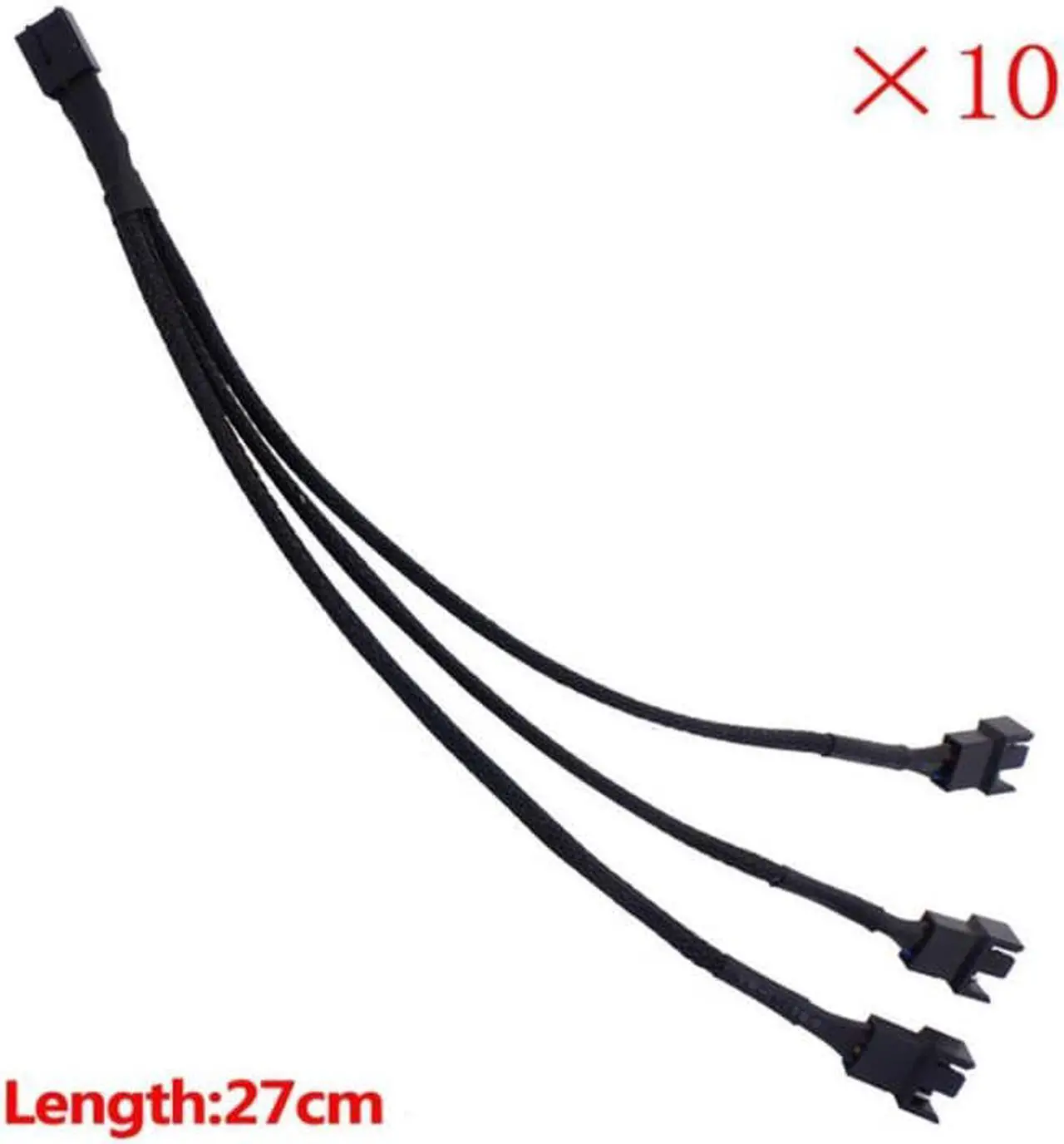 Alt view image 7 of 7 - 10pcs/lot 1 To 3 Way Splitter Sleeved Wire 4-Pin PWM Fan Connector Extension Cable