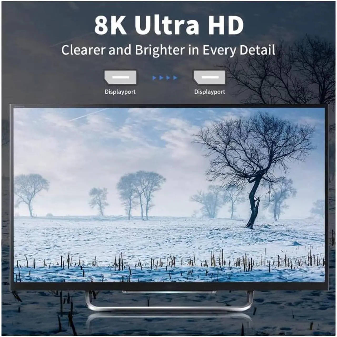 Alt view image 4 of 6 - DisplayPort 1.4 Cable, 8K DisplayPort Extension Cable, 90 Degree Displayport 1.4 Extender Ultra HD DP to DP Extension Cable, up to 8K/60Hz, 4K/144Hz for Video/Audio, 15cm (Down Angle)