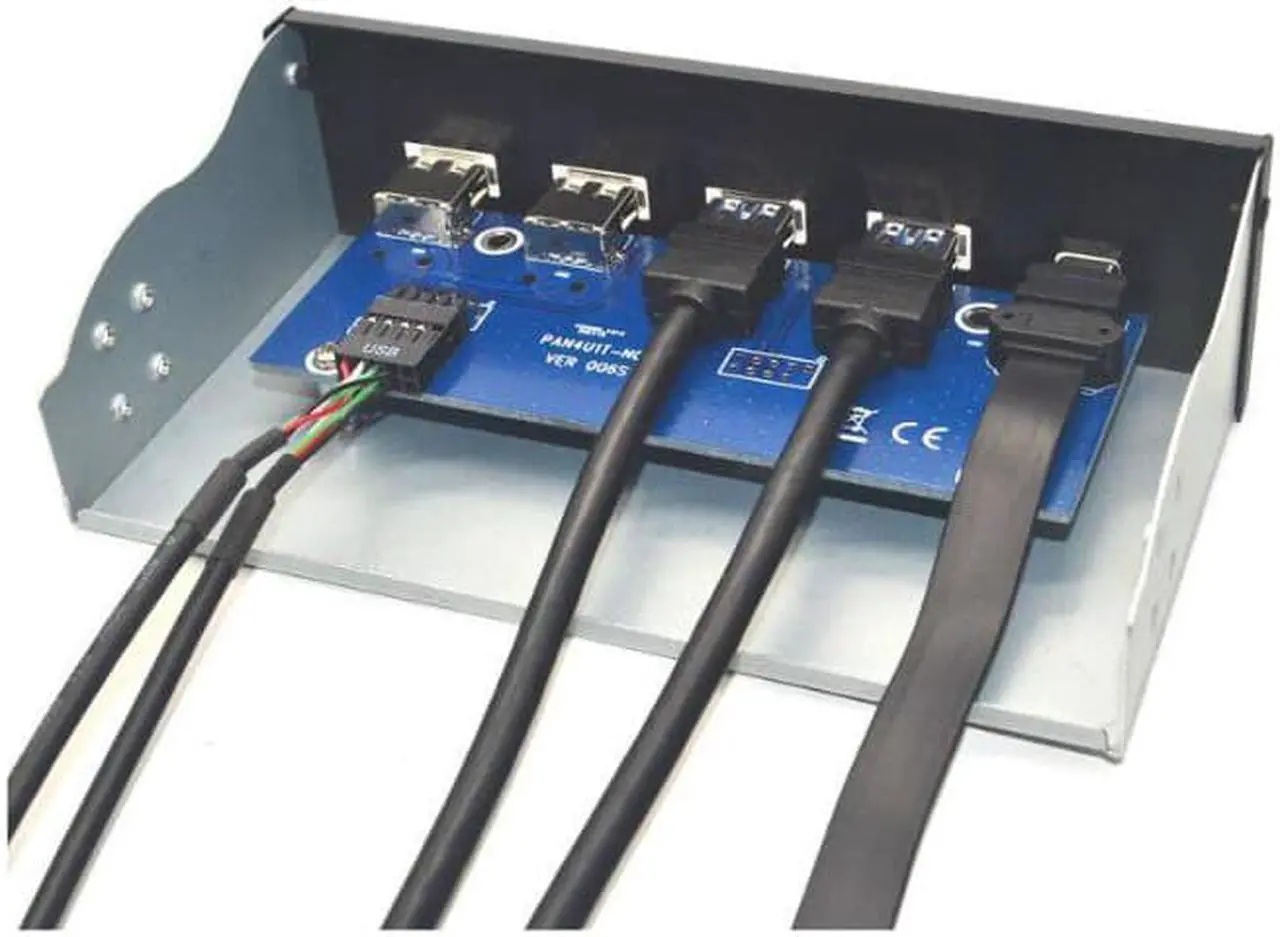 Alt view image 3 of 5 - Anicorn   5.25 Inch USB 3.1 GEN2 Front Panel USB Hub 2 Ports USB 3.0 + 2 Ports USB2.0 + 1 Port TYPE-C with TYPE-E Connector for Desktop PC