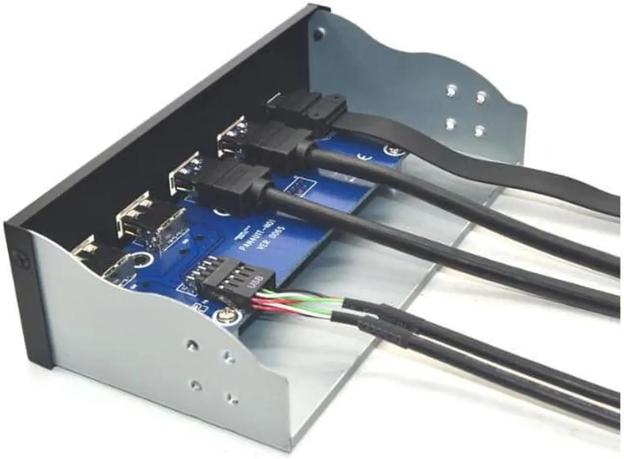 Alt view image 4 of 5 - Anicorn   5.25 Inch USB 3.1 GEN2 Front Panel USB Hub 2 Ports USB 3.0 + 2 Ports USB2.0 + 1 Port TYPE-C with TYPE-E Connector for Desktop PC