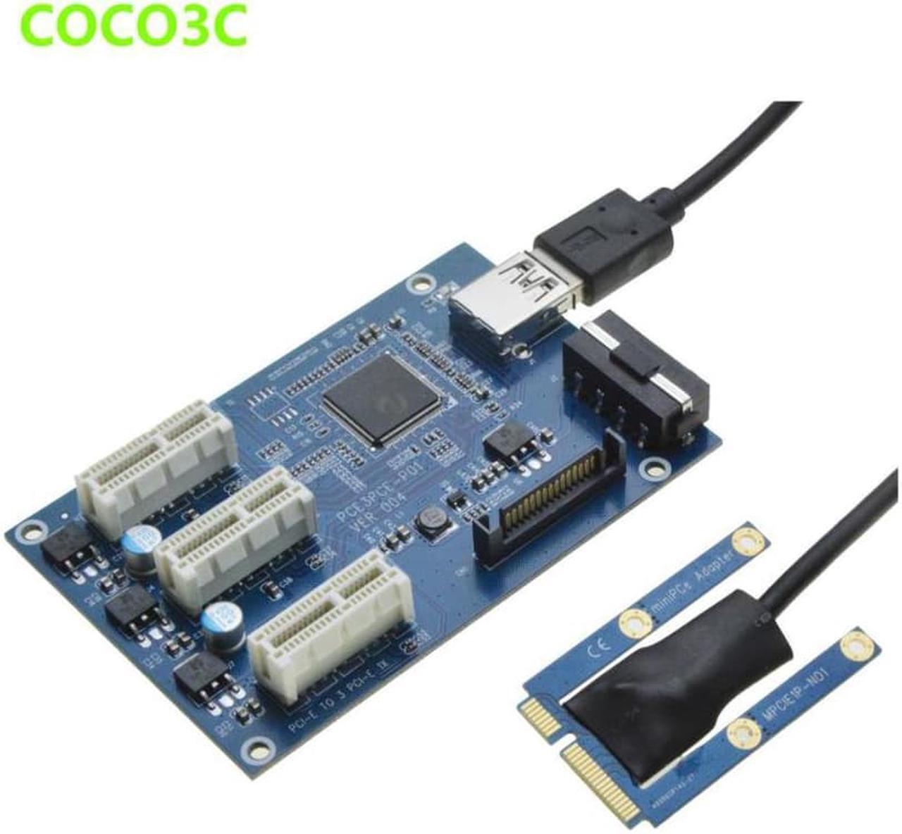 Alt view image 2 of 6 - Anicorn    Mini PCIe 1 to 3 PCI express 1X slots Riser Card Expansion adapter Mini ATX Laptop to PCI-e Port Multiplier