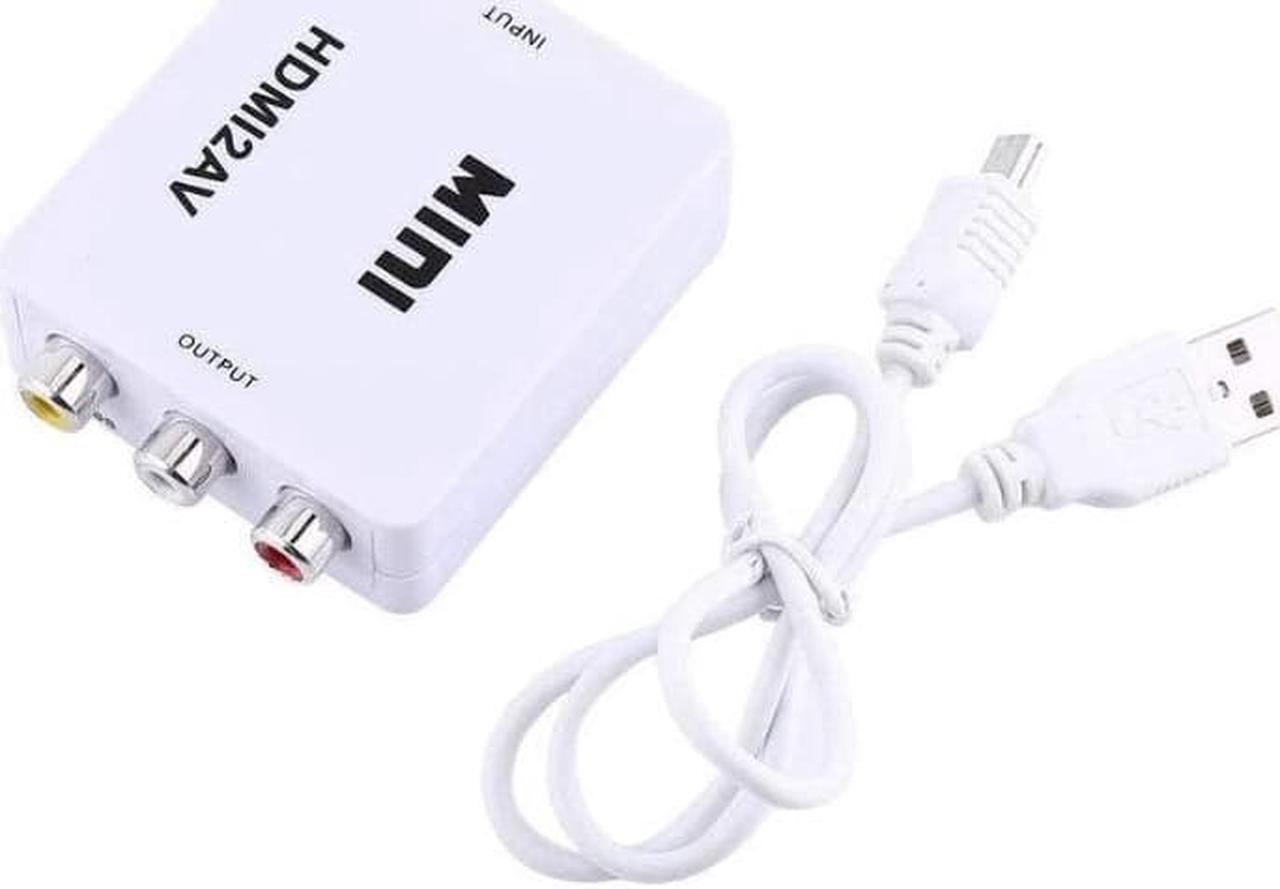Main image of Digital RCA to HDMI Converter,1080P AV to HDMI Video Converter Mini RCA Composite CVBS Adapter with USB Charge Cable Support 1080P for PC Laptop Mini Xbox PS2 PS3 TV STB VHS VCR Camera DVD(White)