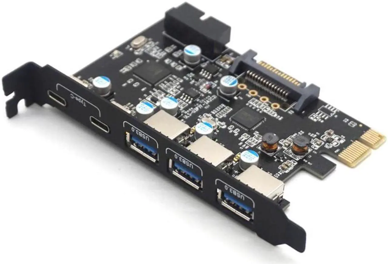 Alt view image 3 of 6 - Weastlinks PCI-Express to 3 Ports USB3.0 2 Ports USB3.1 Type-C Card Internal USB 3.0 20PIN 7 Ports USB HUB PCIE to Type-c Converter Card