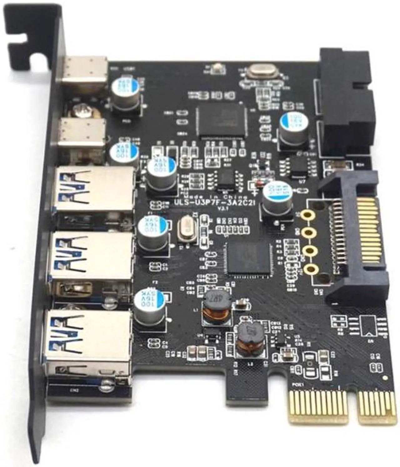 Alt view image 6 of 6 - Weastlinks PCI-Express to 3 Ports USB3.0 2 Ports USB3.1 Type-C Card Internal USB 3.0 20PIN 7 Ports USB HUB PCIE to Type-c Converter Card
