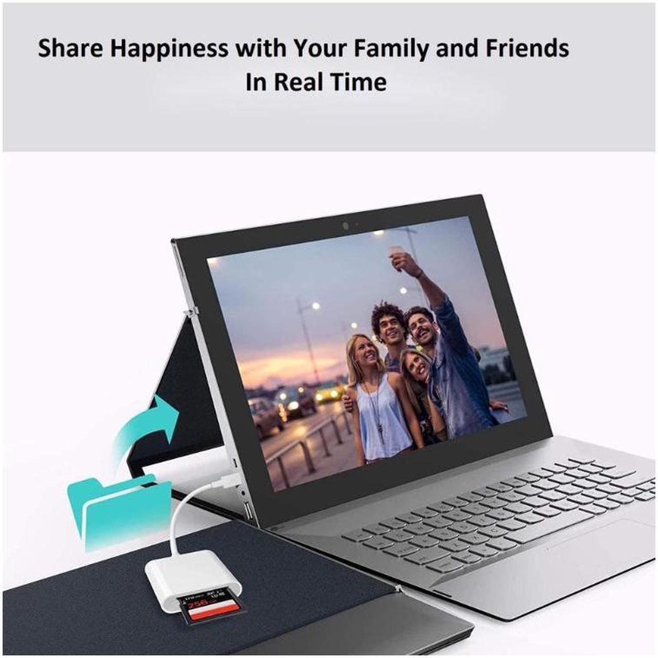 Alt view image 6 of 7 - Lightning to SD Card Camera Reader for iPhone iPad, Apple MFi Certified Veetone Dual Card Slot Micro SD/SD Memory Card Reader Adapter, Trail Game Camera Viewer, Plug and Play No App Required