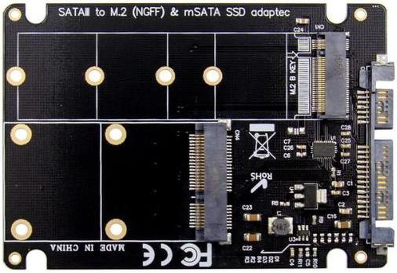 Alt view image 3 of 4 - SATA to M.2 B & mSATA SSD NVMe adapter Card 6Gbps
