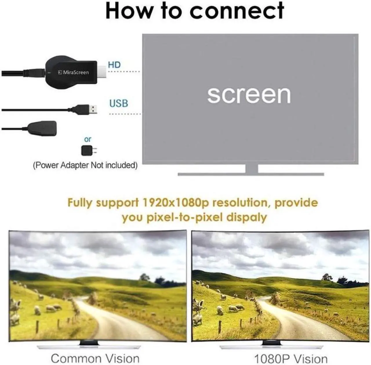 Alt view image 4 of 6 - MiraScreen Wireless WiFi Display Dongle Receiver 1080P HD TV Adapter Miracast Airplay DLNA Mirroring for Android iOS Smart Phone Tablet PC to HDTV Projector