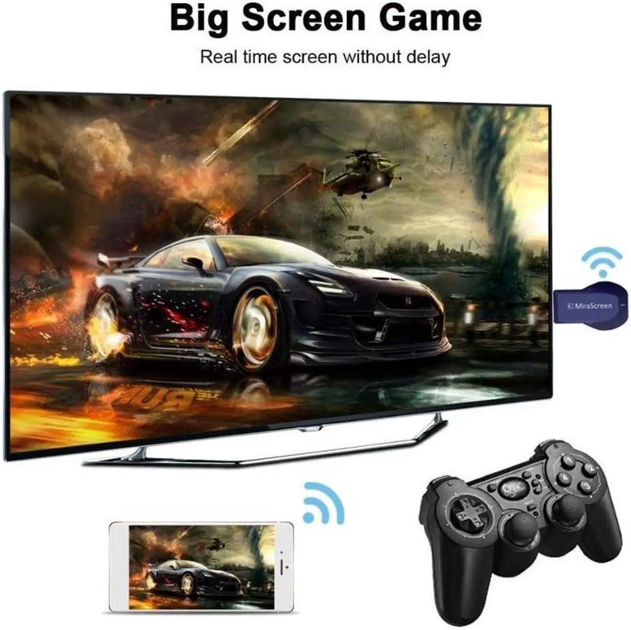 Alt view image 5 of 6 - MiraScreen Wireless WiFi Display Dongle Receiver 1080P HD TV Adapter Miracast Airplay DLNA Mirroring for Android iOS Smart Phone Tablet PC to HDTV Projector