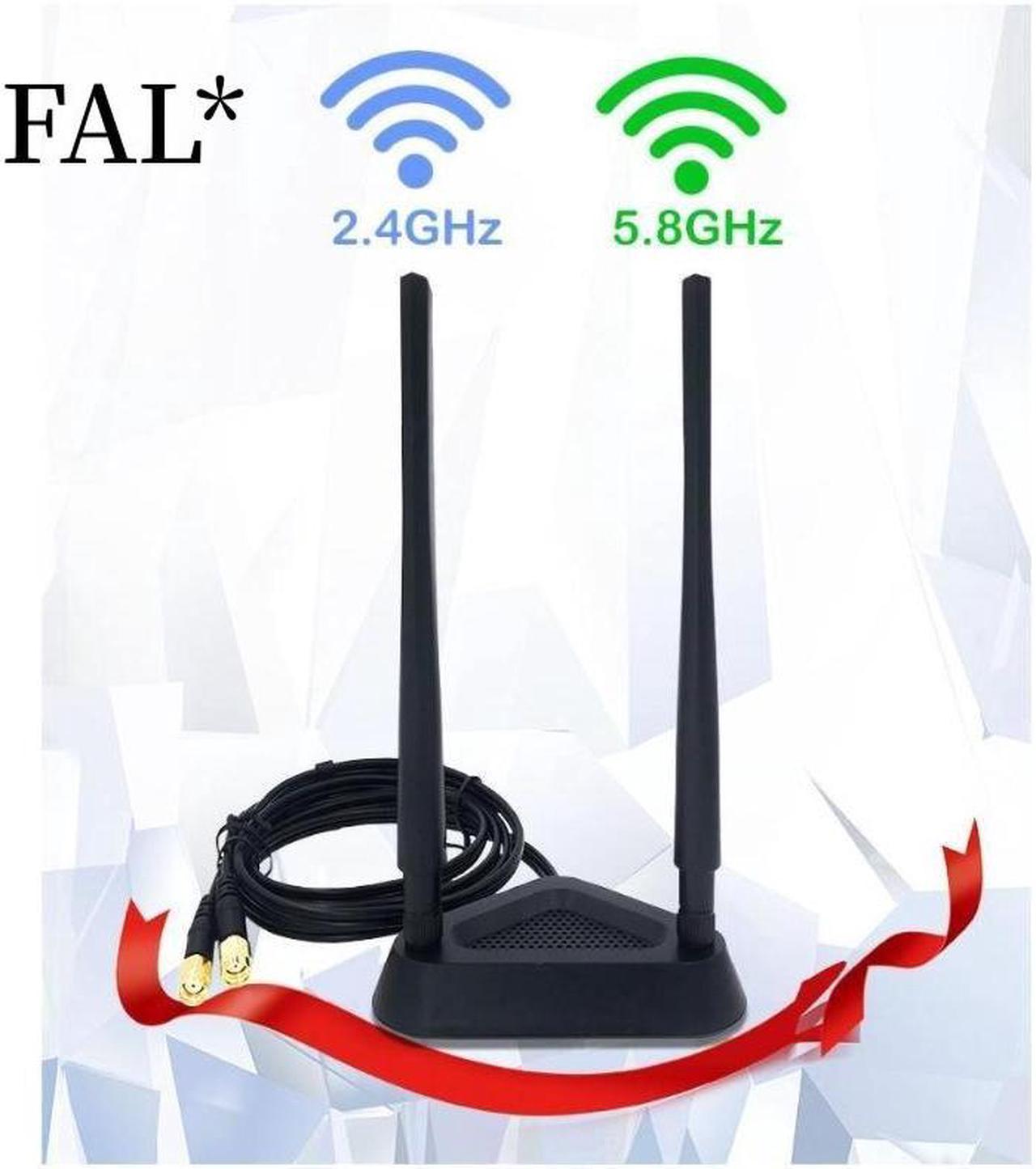 2.4GHz 5GHz Dual Band 8 dBi WiFi Antenna, Omni SMA WiFi Antenna Magnetic Base with (200cm/6.66ft )Extension Cable