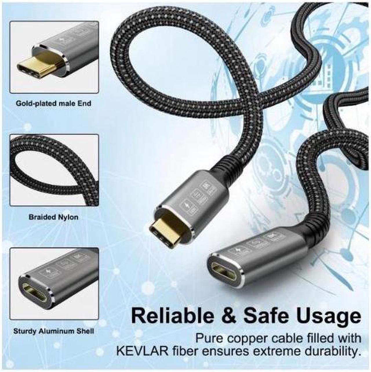 Alt view image 6 of 7 - USB4 Extension Cable Male to Female 40Gbps with 100W Charging and 8K@60Hz Compatible with Thunderbolt3/4