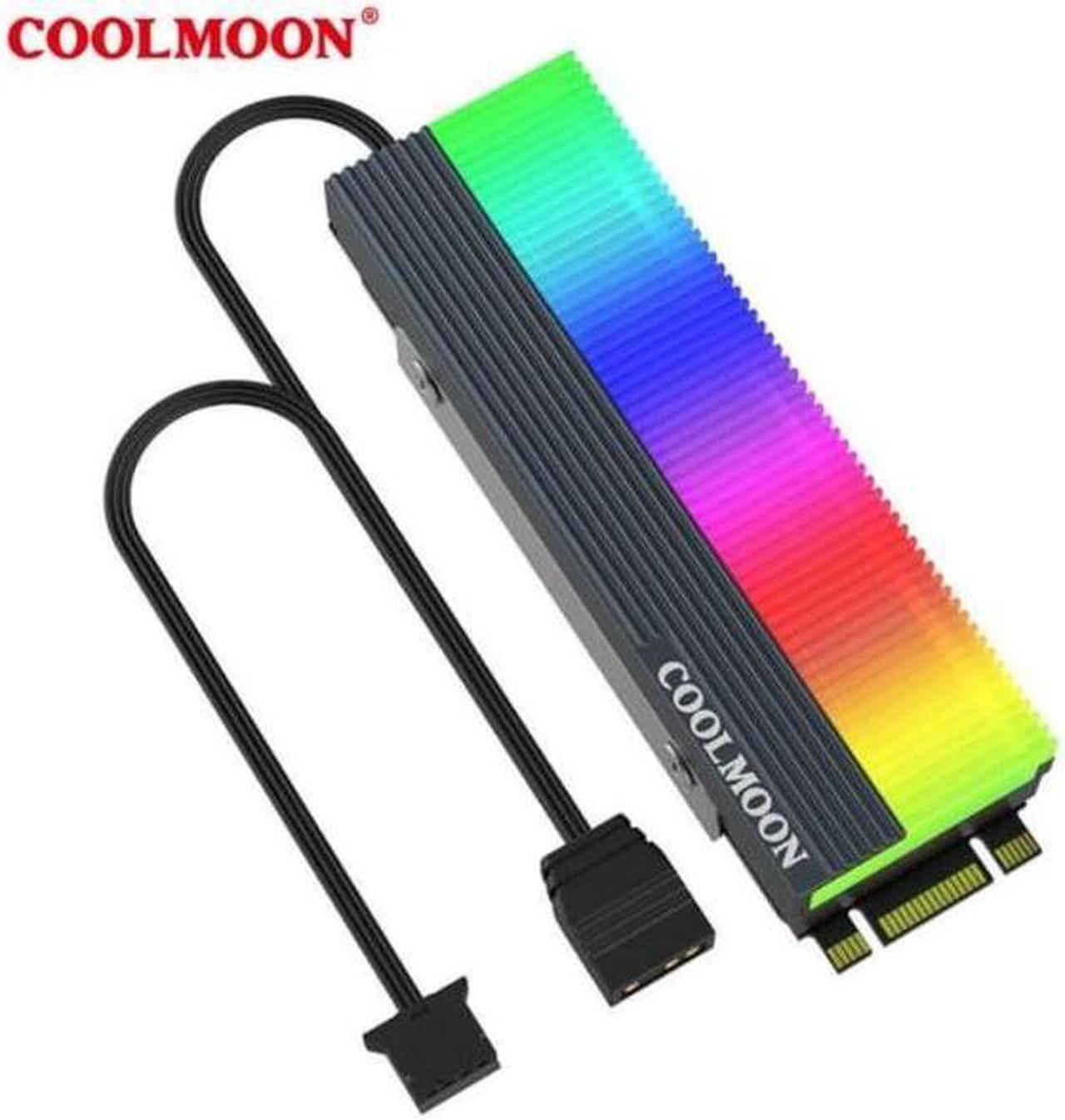 COOLMOON ARGB M2 SSD Heatsink 5V 3Pin NVME NGFF M.2 2280 Solid State Drive Hard Disk Cooling Radiator Heat Sink Cooler Vest Thermal Pad