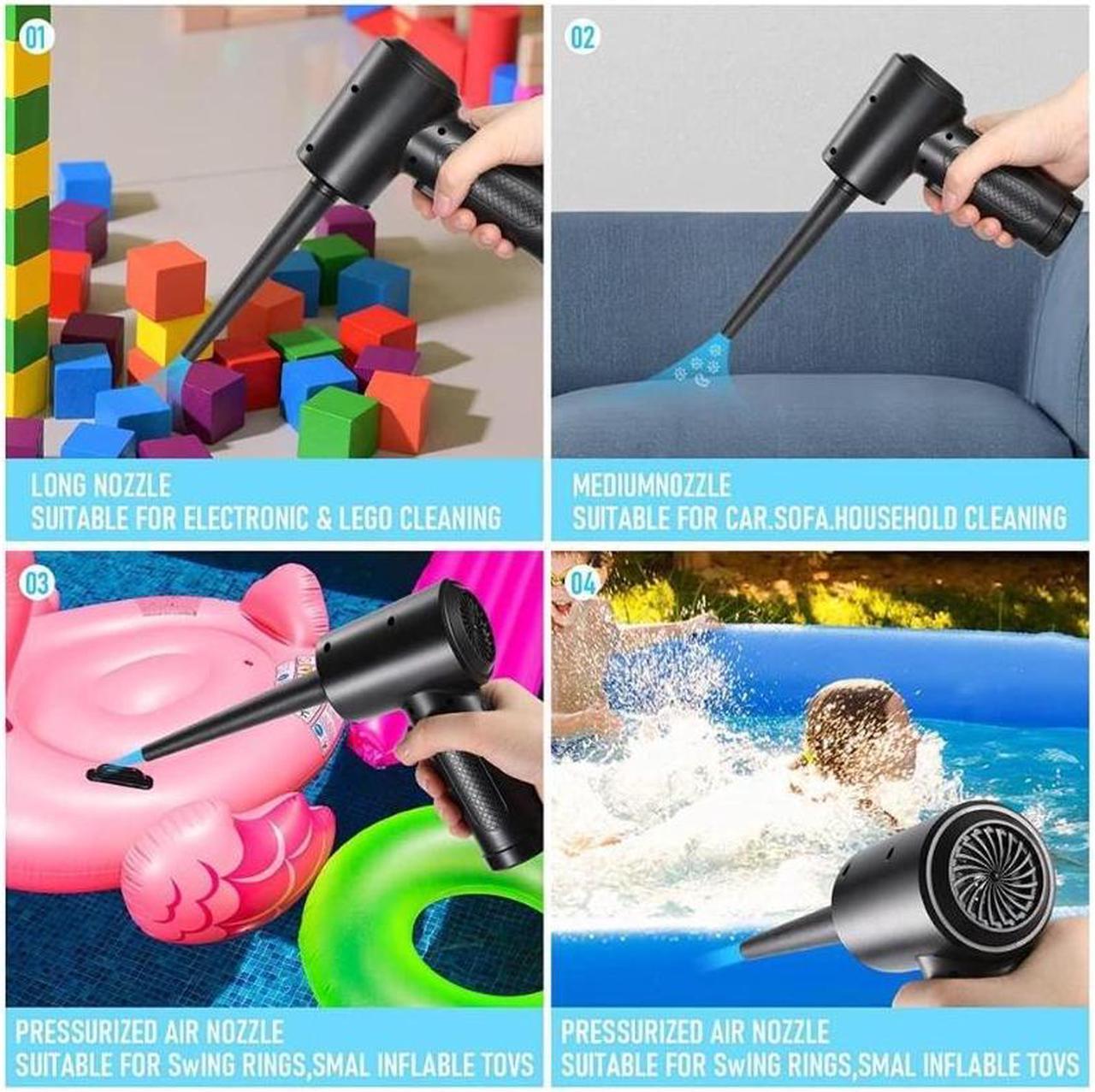 Alt view image 2 of 7 - Compressed Air Duster - 3 Gear Speed 55000 RPM 7600mAh 7.2KPA Electric Air Duster, Replaces Compressed Air Cans, Cordless air Blower Rechargeable for Cleaning Camera Computer, Household and Pet Hair