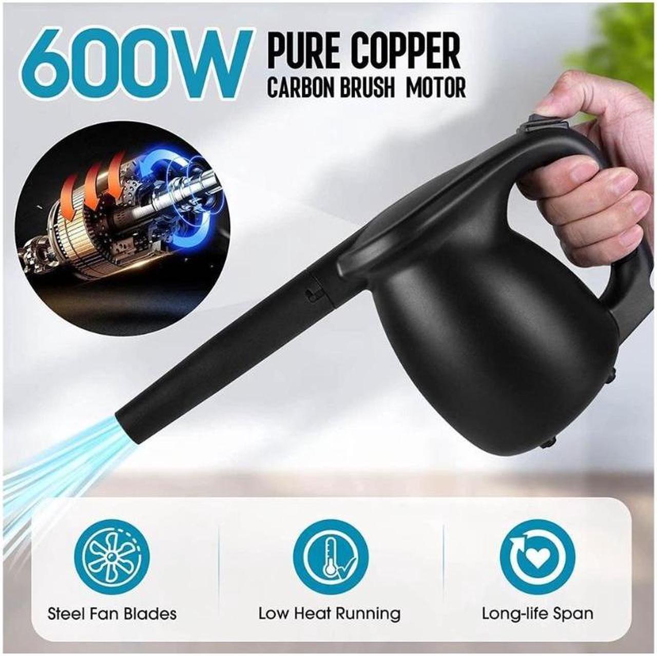 Alt view image 2 of 7 - Air Blower for Computer - Electric Air Duster, CORN 600W High Power Portable Compressed Air Duster Cans for Laptop, PC,Computer, Car, Hairs, Crumbs, Scraps Cleaner