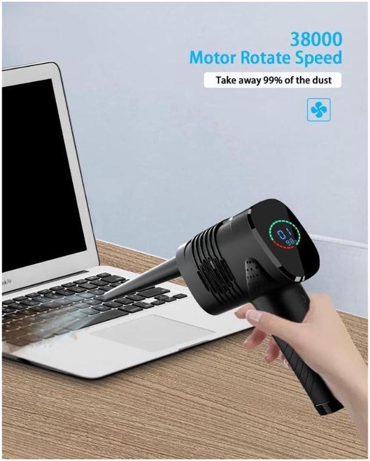 Alt view image 2 of 7 - Compressed Air Duster, 6000mAh 3-Gear to 40000 RPM Compressed Air Duster with LED Screen, Portable Electric Air Can, Cordless Blower Computer Cleaning Kit, Brushless motor, low noise