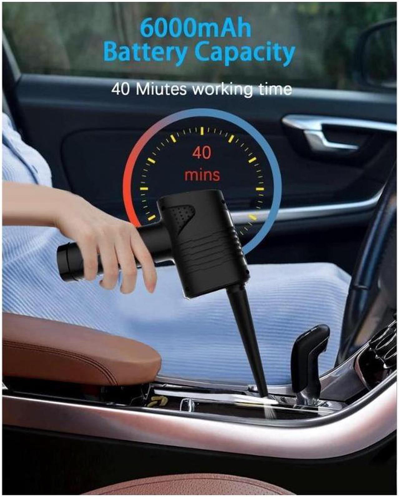 Alt view image 4 of 7 - Compressed Air Duster, 6000mAh 3-Gear to 40000 RPM Compressed Air Duster with LED Screen, Portable Electric Air Can, Cordless Blower Computer Cleaning Kit, Brushless motor, low noise