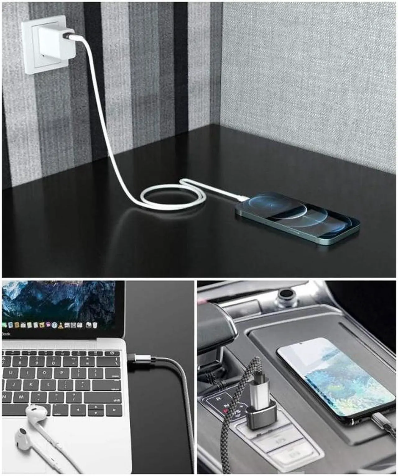 Alt view image 6 of 6 - [4 PACK] USB 2.0 to USB C Adapter,Type C Female to USB A Male Charger Cable Converter for i-P-hone 14 13 12 11 Pro Max, i-Pad 9 10 Air 5 Mini 6, A-p-p-l-e Watch, S-a-m-s-u-n-g Galaxy S23 S22 S21