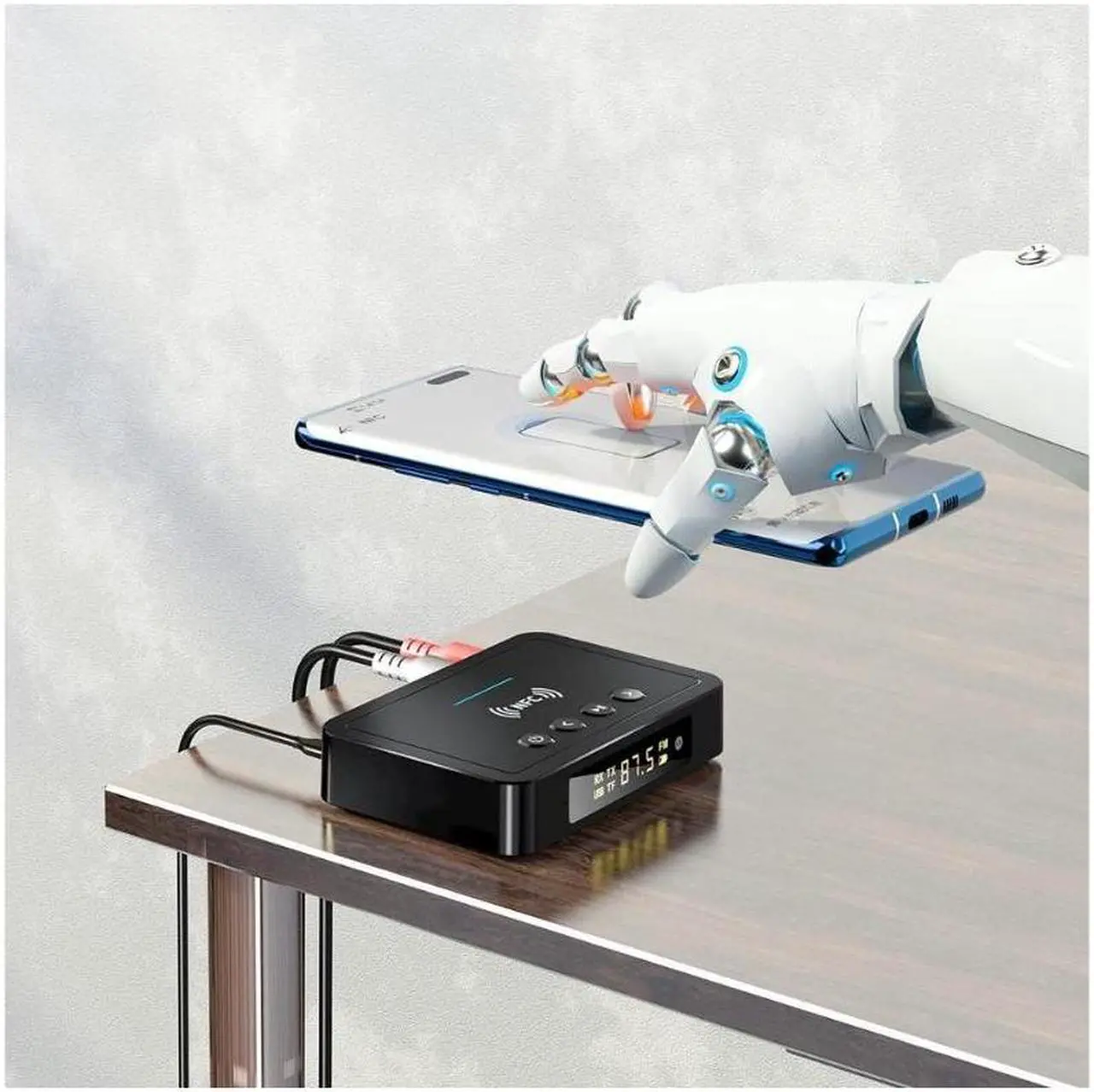 Alt view image 6 of 7 - Bluetooth Transmitter Receiver, NFC-Enabled Audio Adapter 5.0, 3.5mm AUX RCA Adapter Compatible with PC/TV/Tablet/Speaker/Home Car Sound System