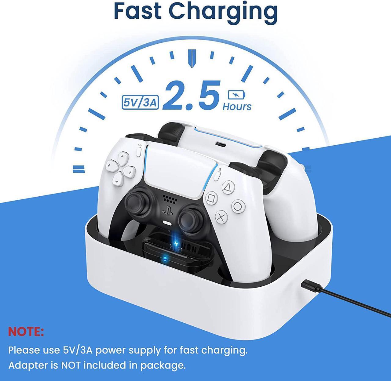 Alt view image 3 of 6 - PS5 Controller Charging Station, PS5 Controller Fast Charging Dock with Safety Chip Protection & LED Indicator, Controller Charger Station for Playstation 5 Controller (White)