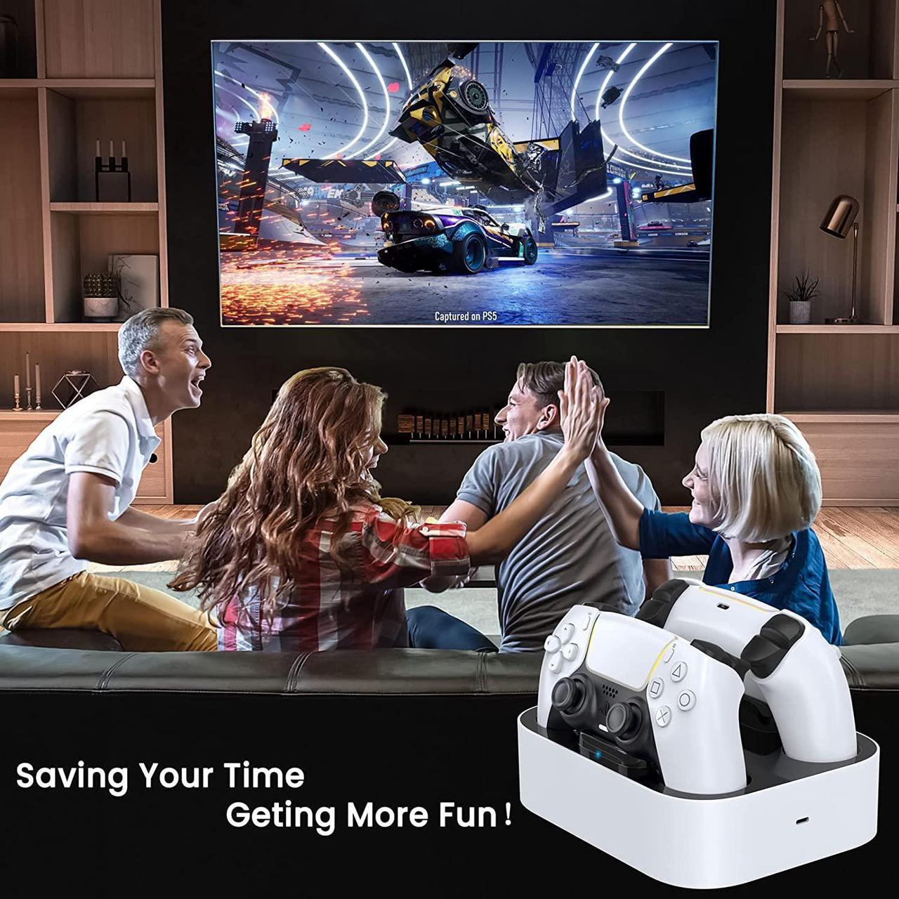 Alt view image 6 of 6 - PS5 Controller Charging Station, PS5 Controller Fast Charging Dock with Safety Chip Protection & LED Indicator, Controller Charger Station for Playstation 5 Controller (White)