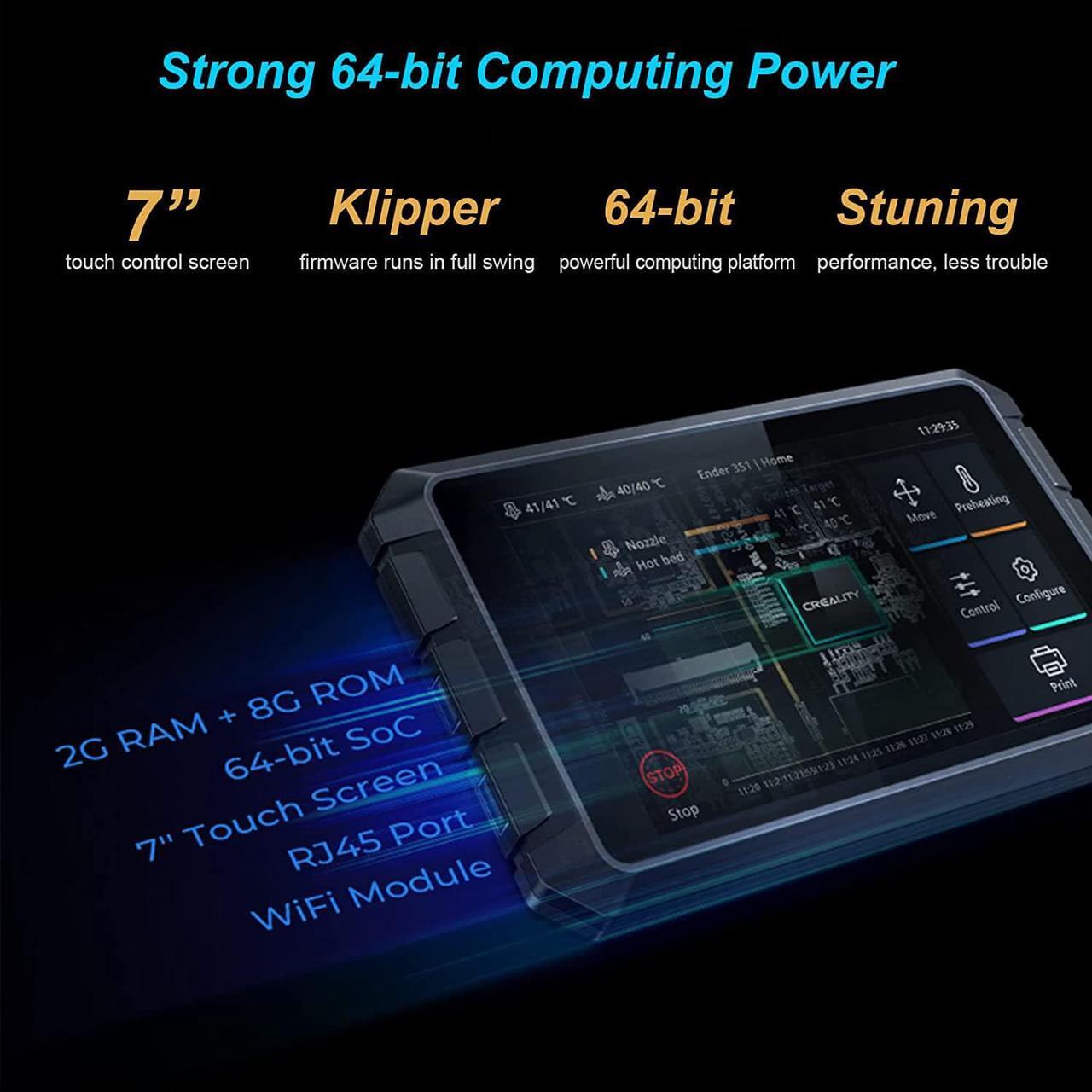 Alt view image 3 of 7 - ENOMAKER Creality Sonic Pad in Klipper Firmware 64-bit 3D Printing Smart Pad 7" Touch Control Screen Speed Up Printing Remote Control for Creality Ender 3 V2Ender 3 S1/Pro and Other FDM 3D Printers