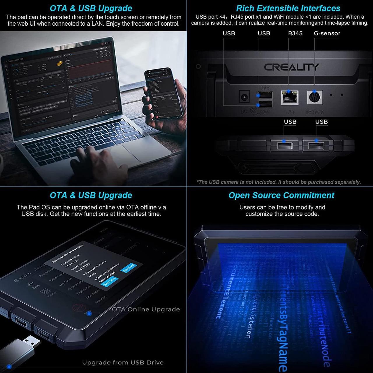 Alt view image 7 of 7 - ENOMAKER Creality Sonic Pad in Klipper Firmware 64-bit 3D Printing Smart Pad 7" Touch Control Screen Speed Up Printing Remote Control for Creality Ender 3 V2Ender 3 S1/Pro and Other FDM 3D Printers