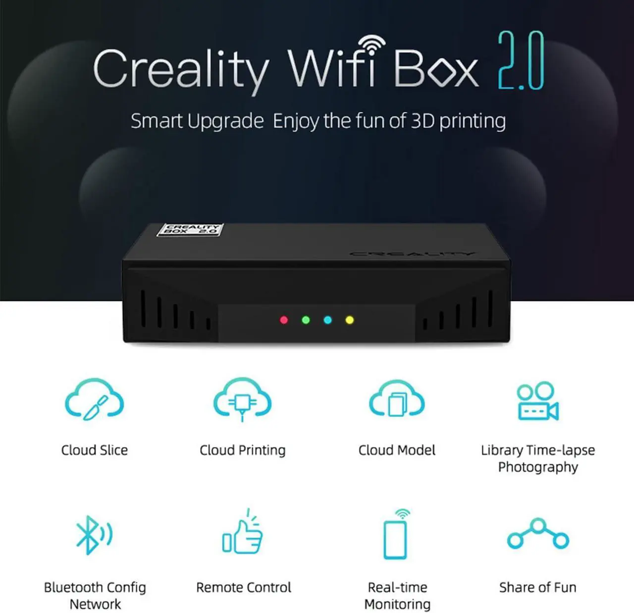 Alt view image 2 of 7 - Creality 3D Printer WiFi Box 2.0 & 8G TF Card, Intelligent Assistant Remote Control Monitor Wireless Printing Upgrade Kit