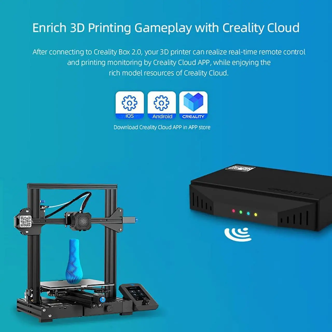 Alt view image 6 of 7 - Creality 3D Printer WiFi Box 2.0 & 8G TF Card, Intelligent Assistant Remote Control Monitor Wireless Printing Upgrade Kit