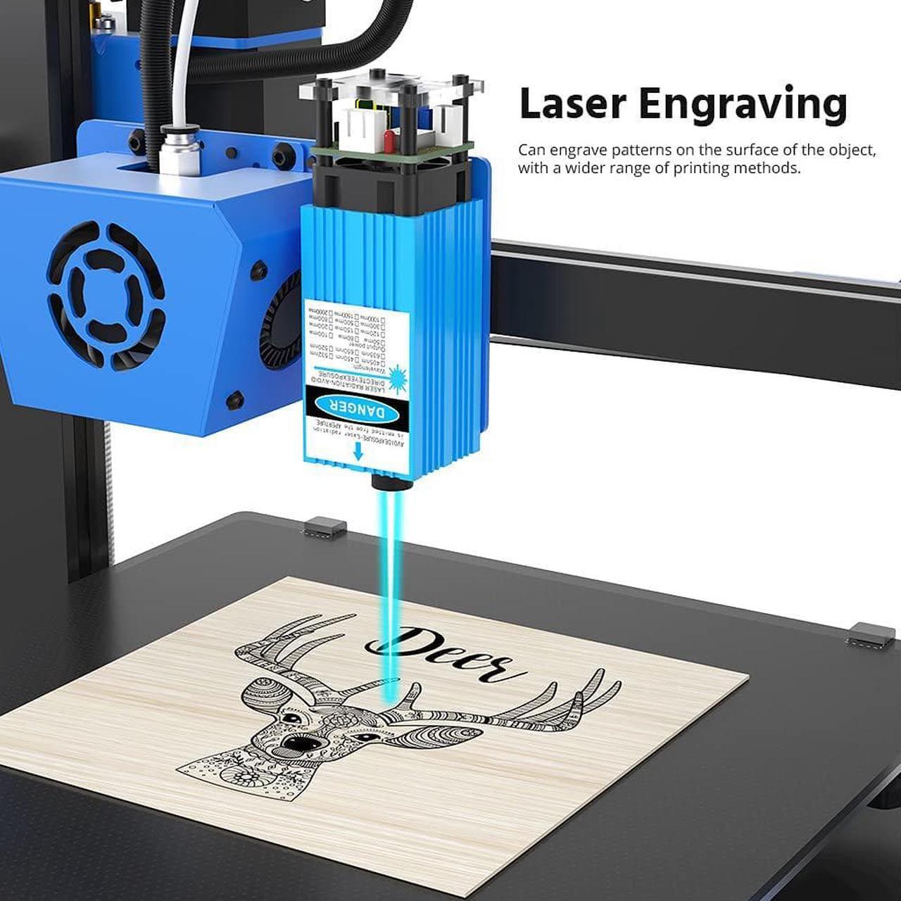 Alt view image 2 of 5 - TRONXY XY-3 SE 3D Printer, 3D Printing & Laser Engraving 2 in 1 Filament FDM 3D Printer with Smart Auxiliary Leveling, Printing Size 10.03'' x 10.03'' x 10.23'' & Engraving Size 7.48'' x 10.03''