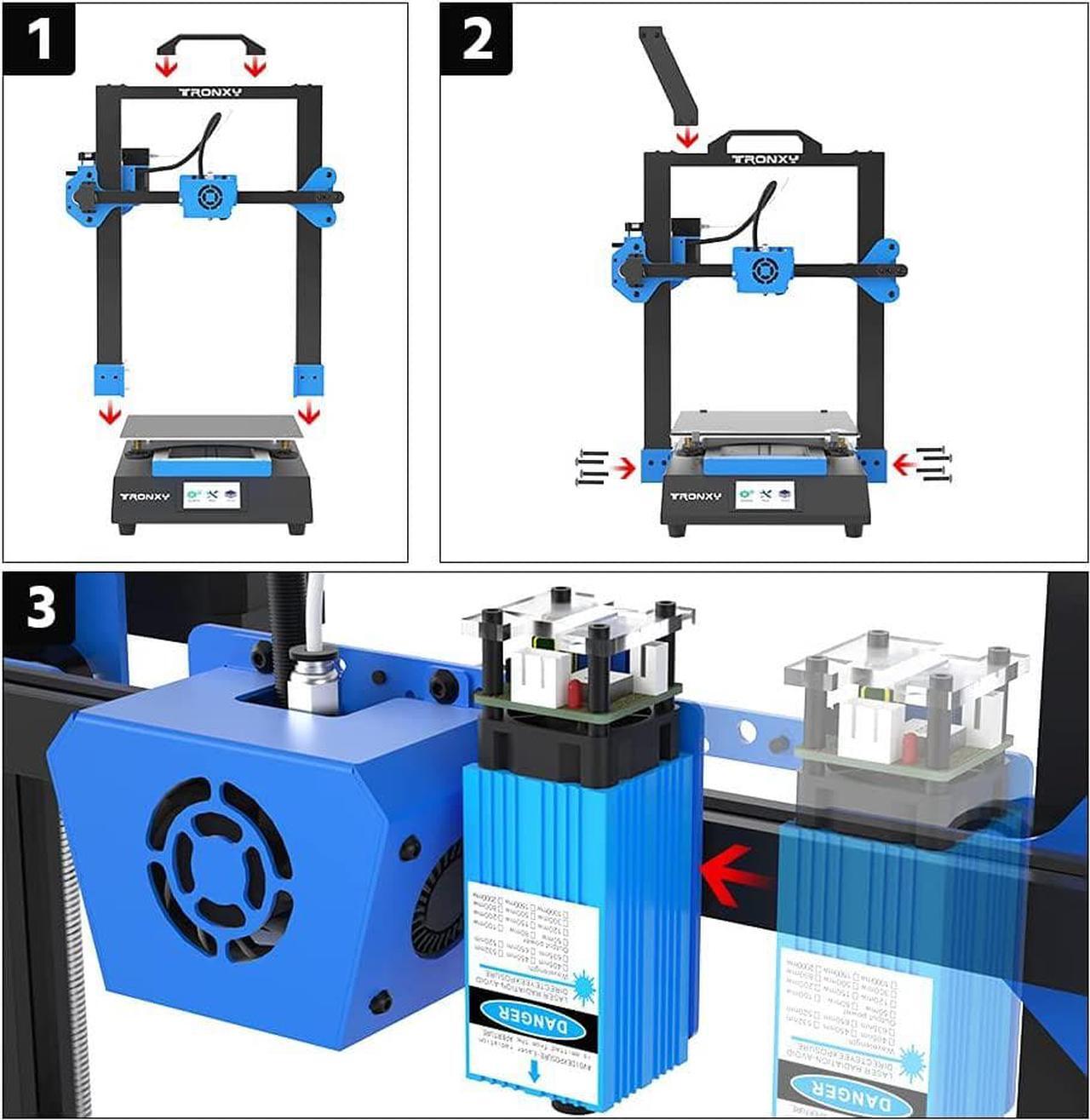 Alt view image 5 of 5 - TRONXY XY-3 SE 3D Printer, 3D Printing & Laser Engraving 2 in 1 Filament FDM 3D Printer with Smart Auxiliary Leveling, Printing Size 10.03'' x 10.03'' x 10.23'' & Engraving Size 7.48'' x 10.03''