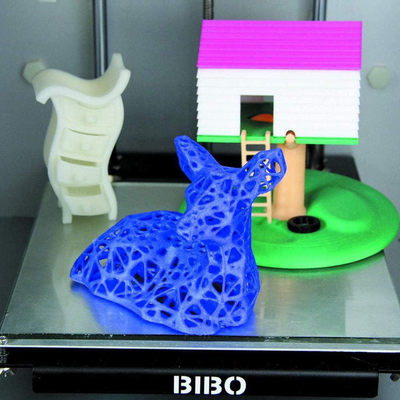 Alt view image 5 of 5 - BIBO 3D Printer Dual Extruder Sturdy Frame WiFi Touch Screen Cut Printing Time in Half Filament Detect Demountable Glass Bed
