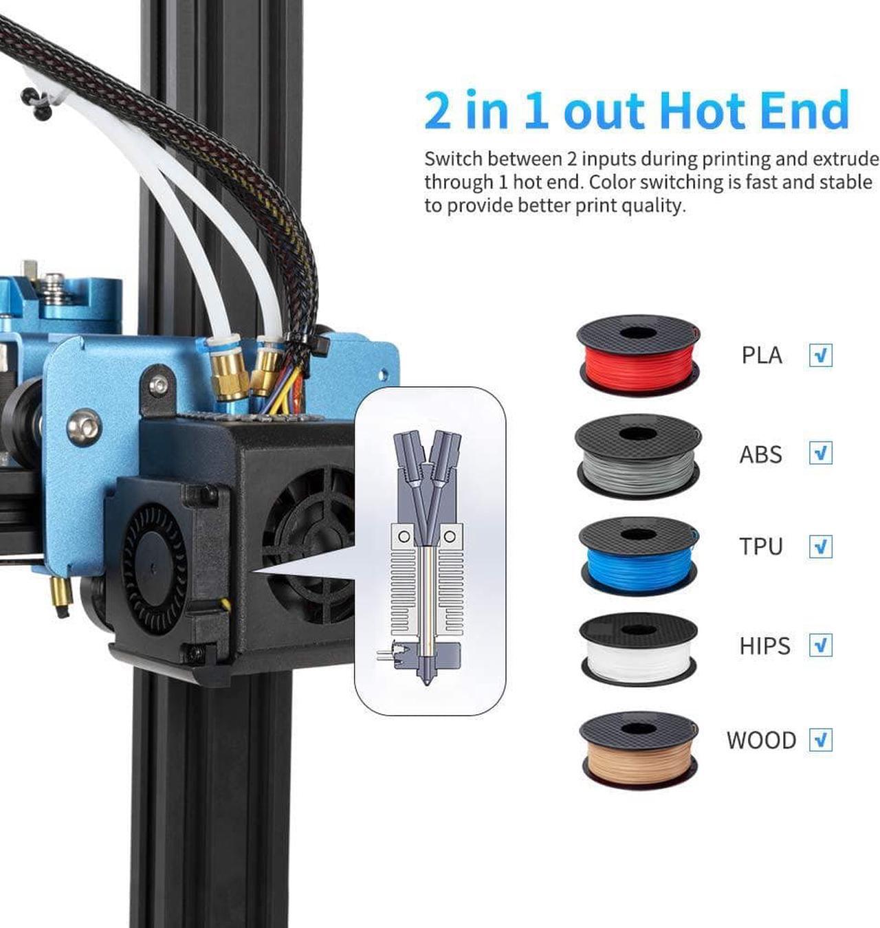 Alt view image 2 of 7 - Sovol SV02 3D Printer with All-Metal Dual Extruder, Silent Board TMC2208 Drive, Meanwell Power Supply, Tempered Glass Bed & 4.3 inch Touchscreen, 240 x 280 x 300 mm