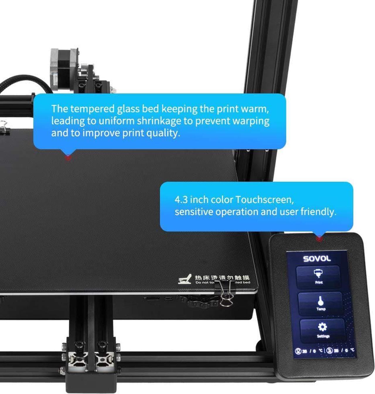 Alt view image 5 of 7 - Sovol SV02 3D Printer with All-Metal Dual Extruder, Silent Board TMC2208 Drive, Meanwell Power Supply, Tempered Glass Bed & 4.3 inch Touchscreen, 240 x 280 x 300 mm