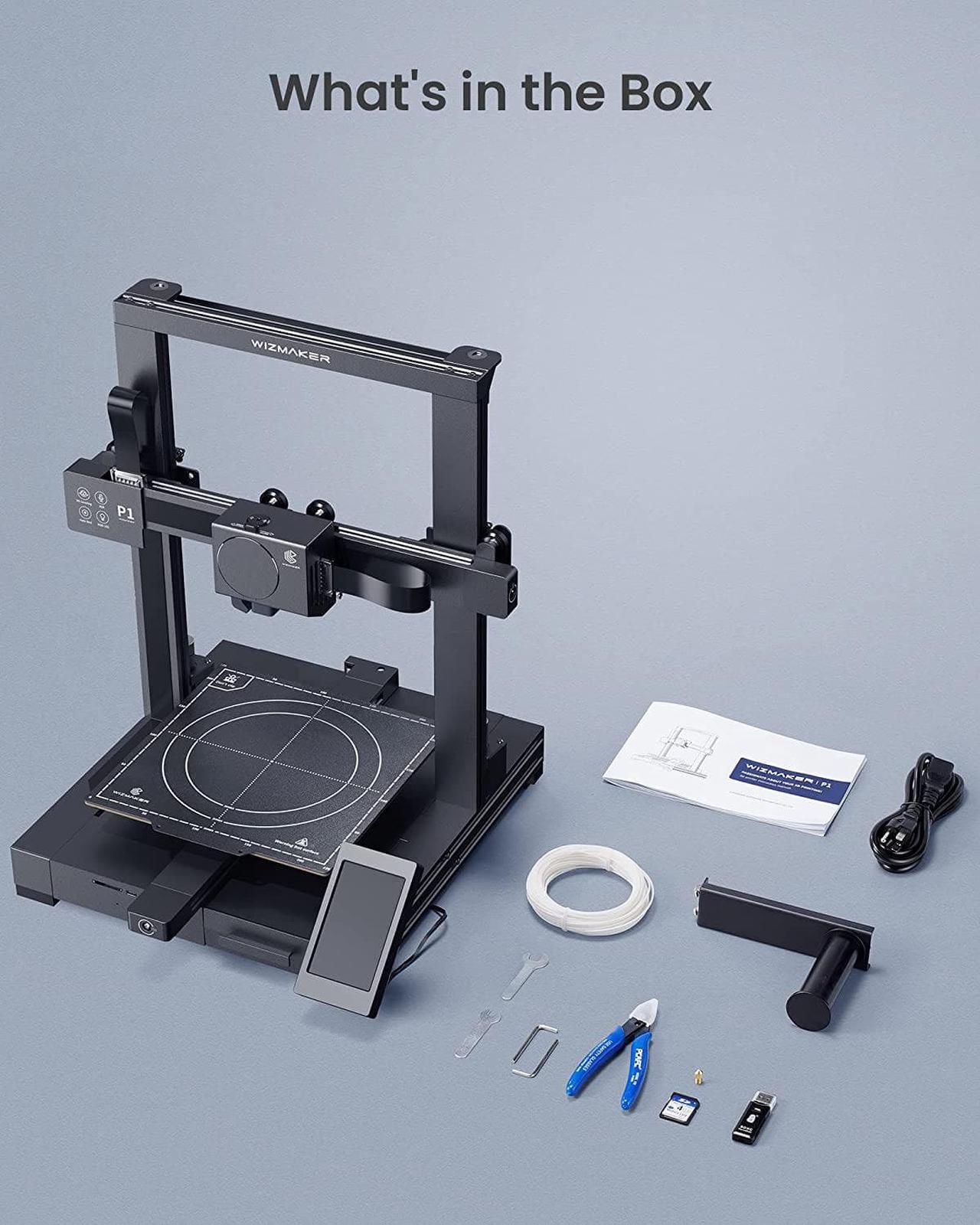 Alt view image 7 of 7 - WIZMAKER P1 3D Printer Auto Leveling, Voice Control Upgrade FDM Direct Drive 3D Printers, Self-Testing Operation Support for Beginners Home DIY, Printing Size 8.66x8.66x10.4 inch