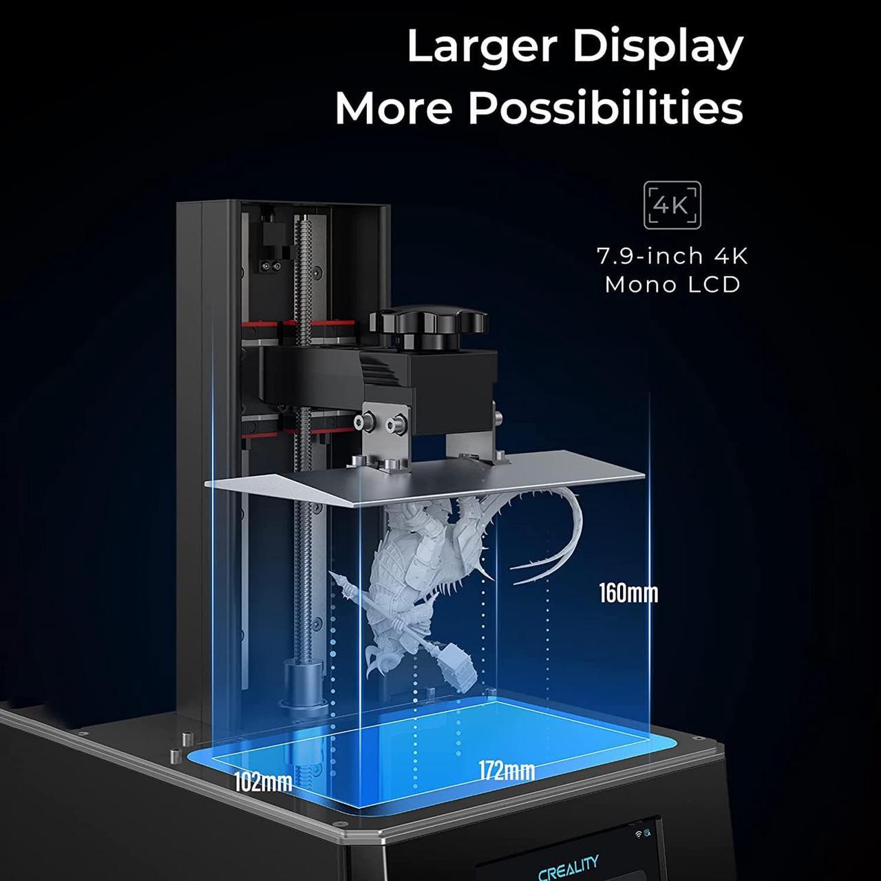 Alt view image 2 of 6 - Creality HALOT-ONE Plus Resin 3D Printer, 7.9 inch 4K Mono LCD UV Photocuring Printers with 11 Pcs Model Tools Kit, Dual Linear Rails, WiFi Remote Control Printing, Size 6.77 x 3.9 x 6.3 inch