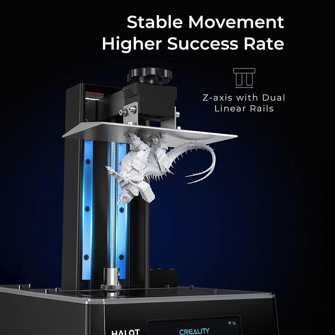 Alt view image 3 of 6 - Creality HALOT-ONE Plus Resin 3D Printer, 7.9 inch 4K Mono LCD UV Photocuring Printers with 11 Pcs Model Tools Kit, Dual Linear Rails, WiFi Remote Control Printing, Size 6.77 x 3.9 x 6.3 inch