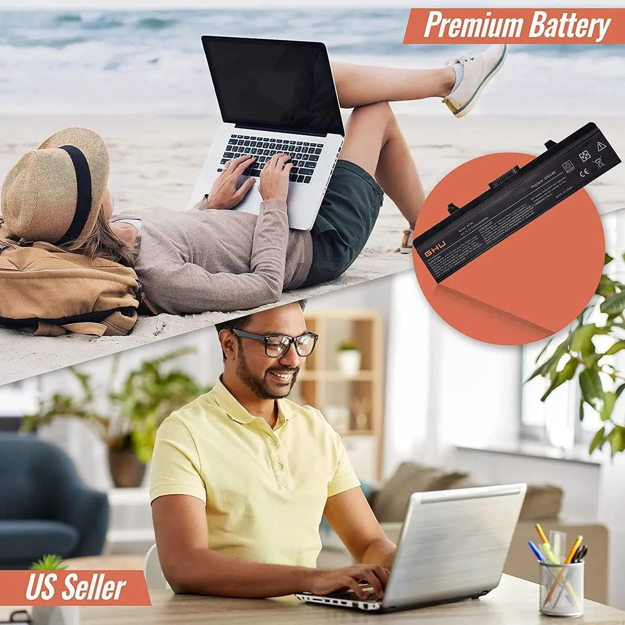Alt view image 4 of 6 - GHU New Laptop Battery 58Wh Replacement for K450N XR693 X284G RU586 RN873 GW240 M911G Compatible with Dell Inspiron 1440 1750 1525 1526 1545 1546 PP29L PP41L Part 312-0844 C601H GW252 HP297