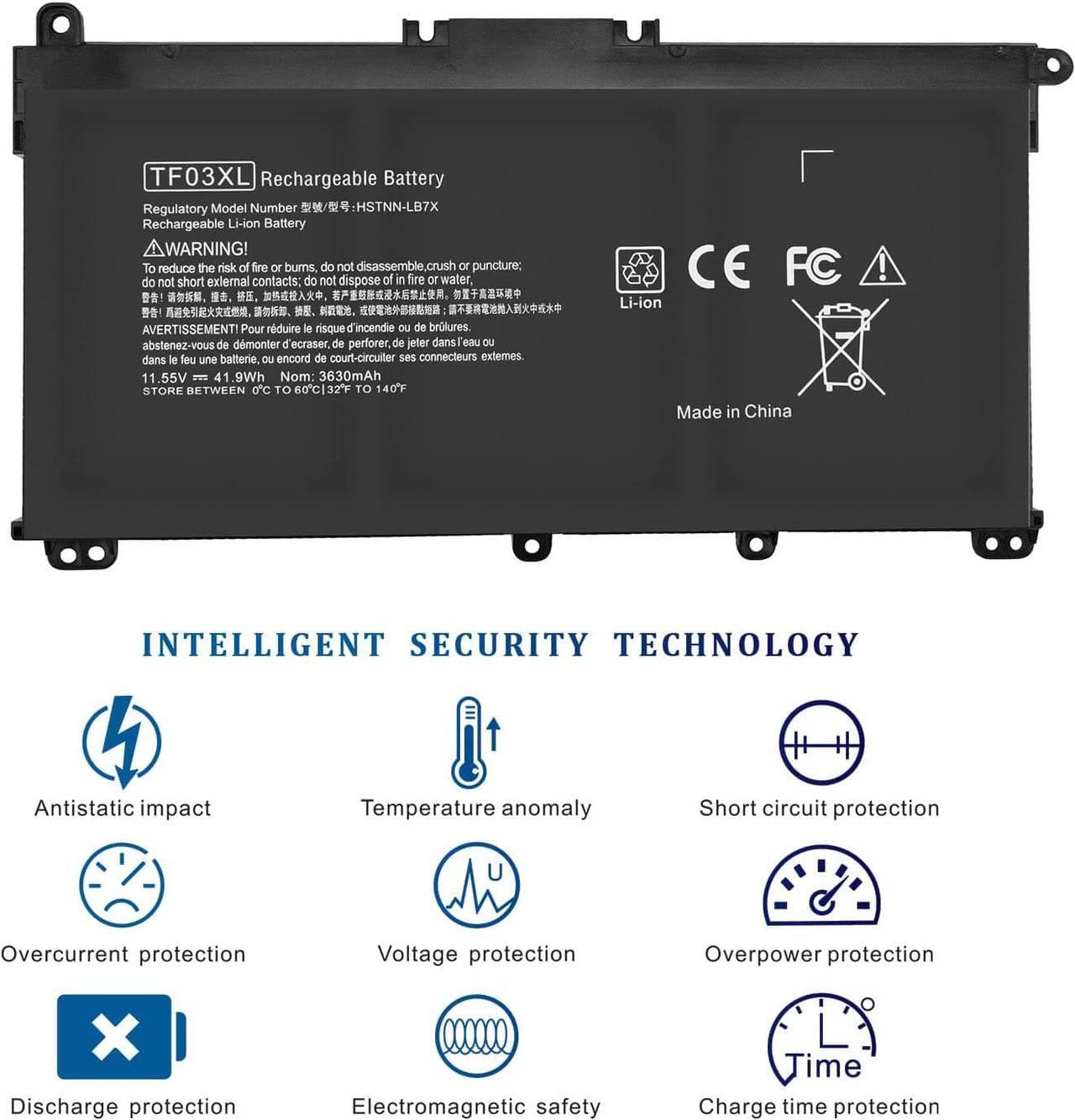 Alt view image 3 of 7 - TF03XL Battery for HP Pavilion X360 15-cc1xx 15-cc0xx 15-cc6xx 15-cc5xx 15-cc561st 15-cc610ms 14-cd1055cl 17-ar050wm 14-bf0xx 14-bk091st 15-cc023cl 15-cc057cl 14m-cd0xxx 14m-cd0003dx