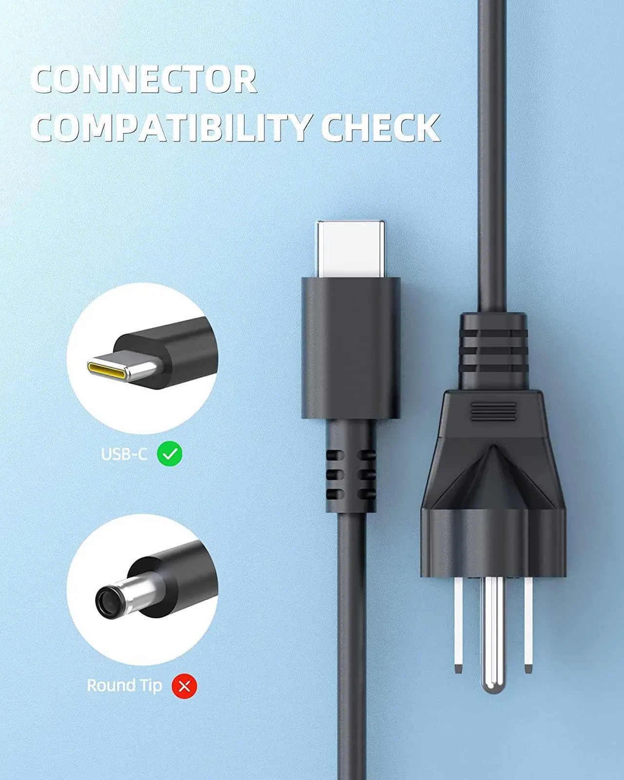 Alt view image 3 of 7 - 65W 45W Charger for Lenovo Yoga Laptop Charger with USB C Connector - (Safety Certified by UL)