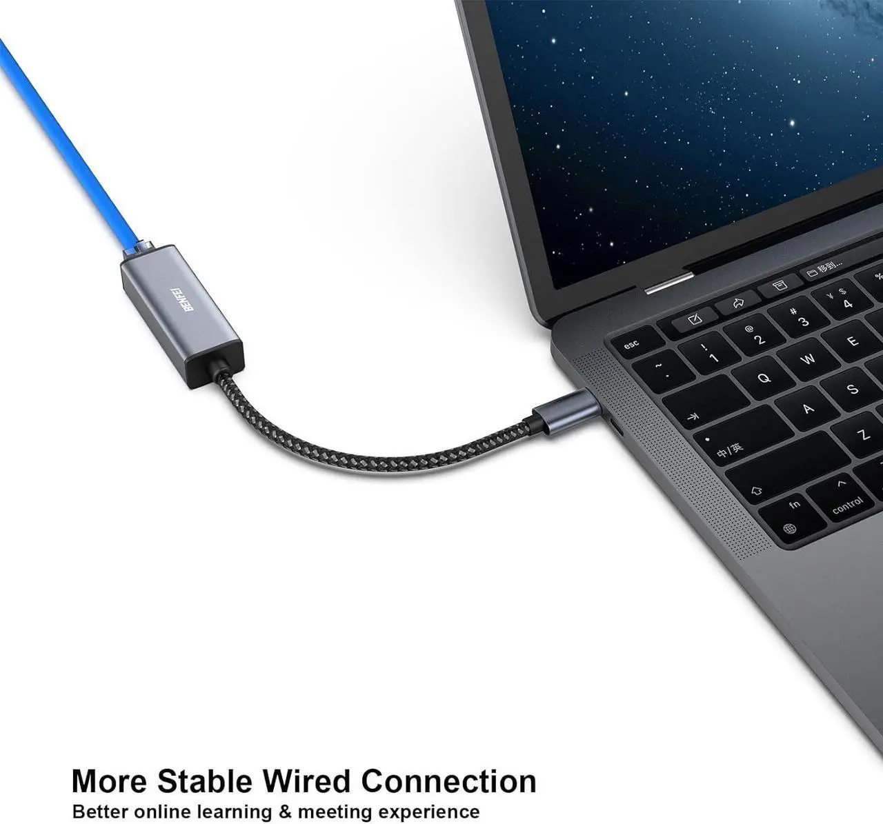 Alt view image 3 of 7 - USB-C to Ethernet Adapter USB Type-C (Thunderbolt 3/4) to RJ45 Gigabit Ethernet LAN Network Adapter Compatible with iPhone 15 Pro/Max MacBook Pro/Air 2023 iPad Pro iMac S23 XPS 17 and More