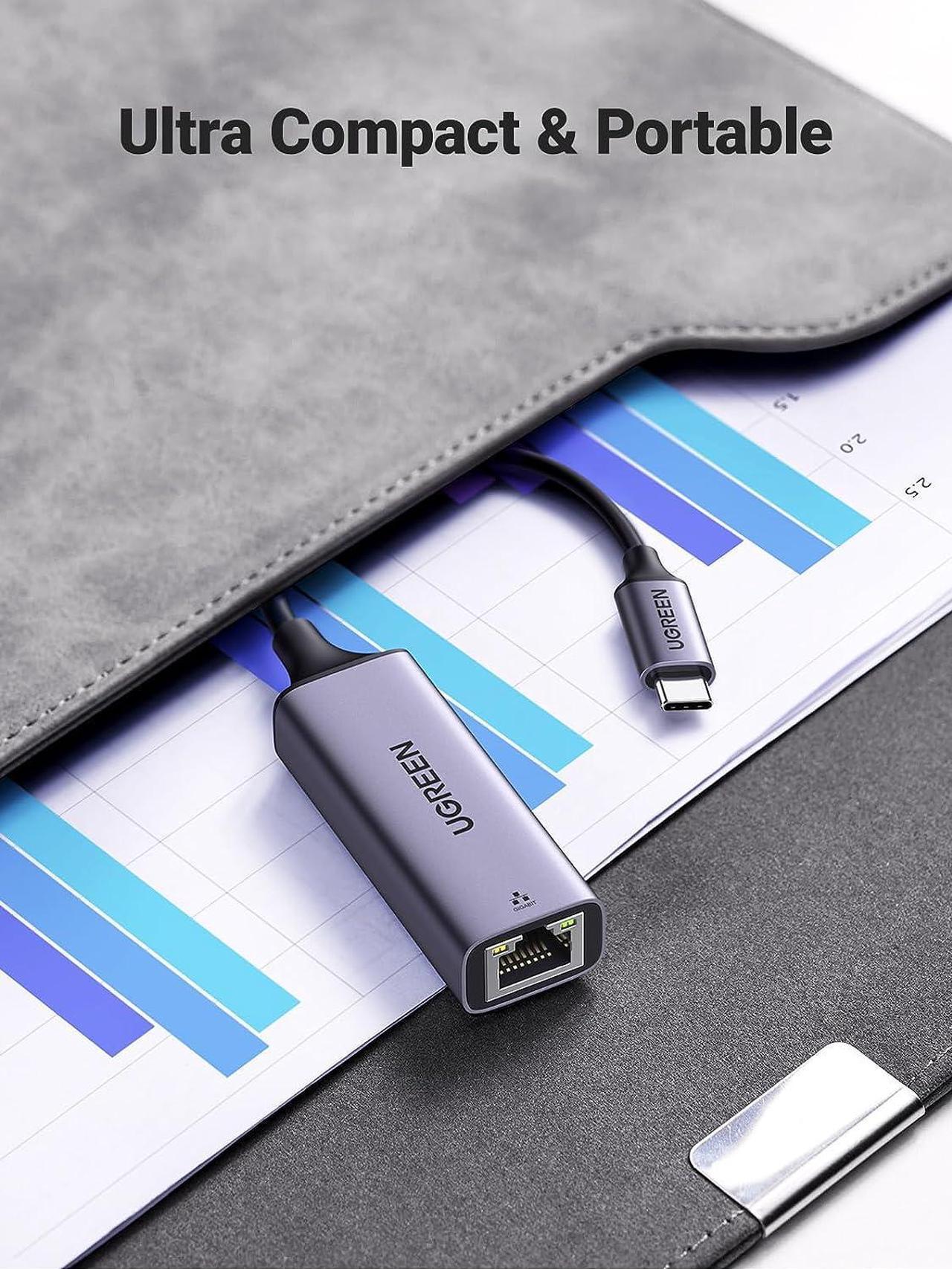 Alt view image 6 of 7 - UGREEN USB C to Ethernet Adapter, Gigabit RJ45 to USB 3.0 Type-C (Thunderbolt 3) Ethernet LAN Network Adapter, Compatible with MacBook Pro, iPad Pro, Dell XPS and More