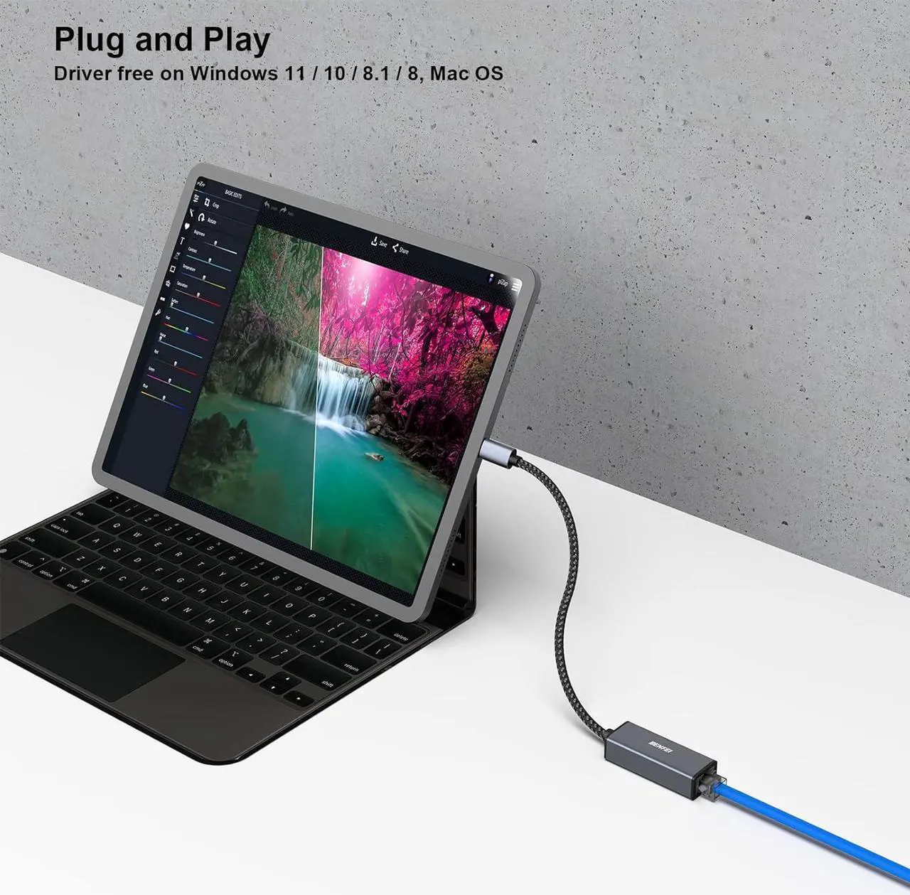 Alt view image 5 of 7 - USB-C to Ethernet Adapter USB Type-C (Thunderbolt 3/4) to RJ45 Gigabit Ethernet LAN Network Adapter Compatible with iPhone 15 Pro/Max MacBook Pro/Air 2023 iPad Pro iMac S23 XPS 17 and More