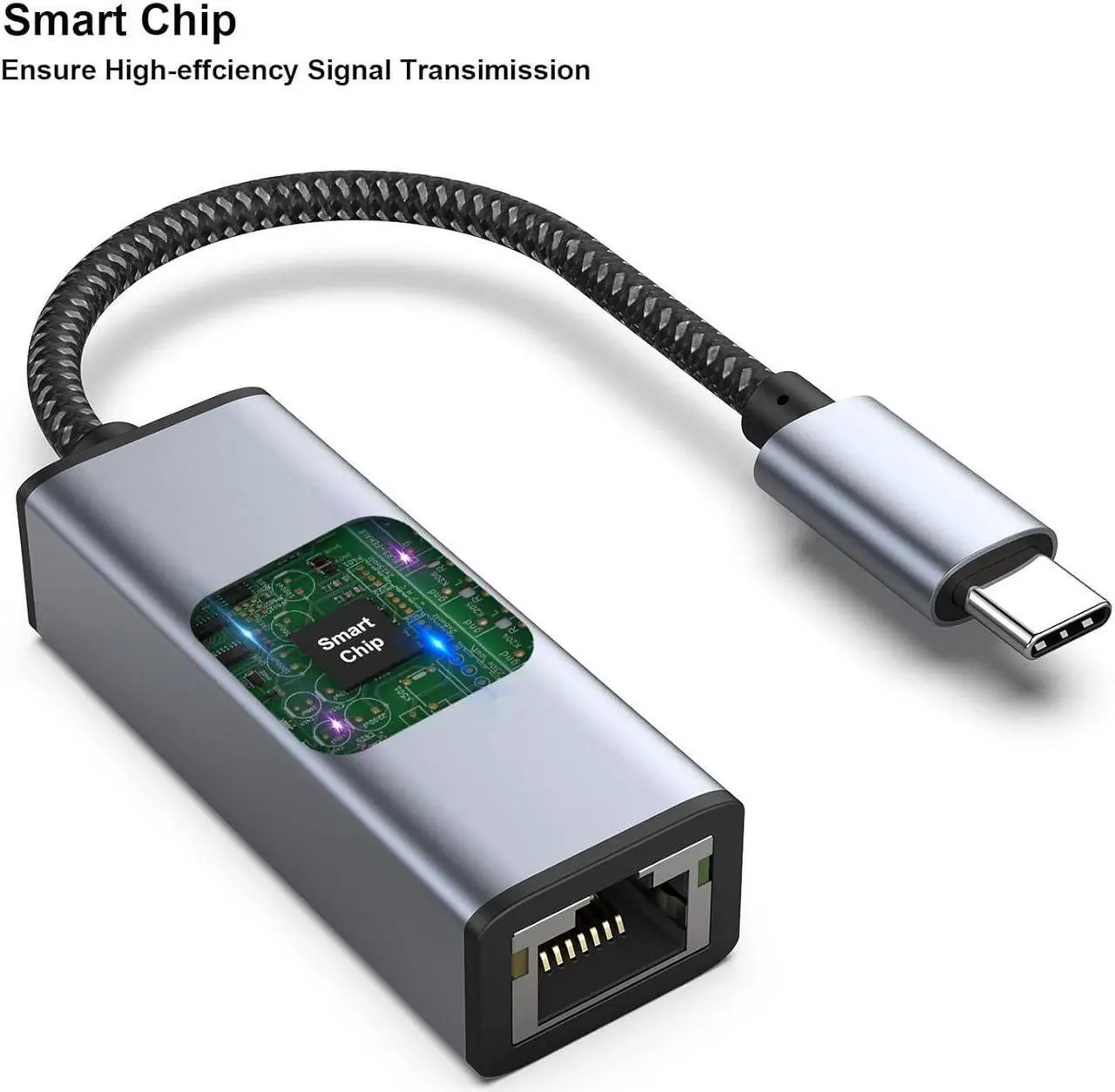 Alt view image 7 of 7 - USB-C to Ethernet Adapter USB Type-C (Thunderbolt 3/4) to RJ45 Gigabit Ethernet LAN Network Adapter Compatible with iPhone 15 Pro/Max MacBook Pro/Air 2023 iPad Pro iMac S23 XPS 17 and More