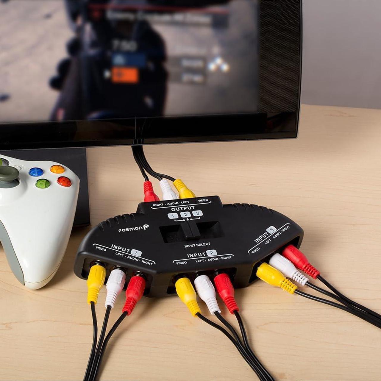 Alt view image 3 of 7 - A1602 RCA Splitter with 3-Way Audio, Video RCA Switch Box + RCA Cable for Connecting 3 RCA Output Devices to Your TV