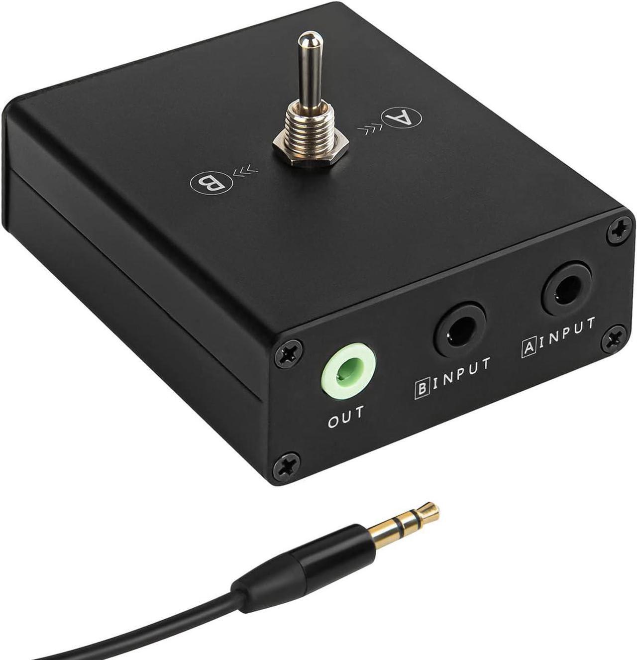 Main image of 3.5 mm Audio Switcher, 2 Ports Audio Splitter Box (2 in 1 Out / 1 in 2 Out) Mini Headphone Manual Selector Converter with Bonus 47.2 in (120 cm) Cable, No External Power Required