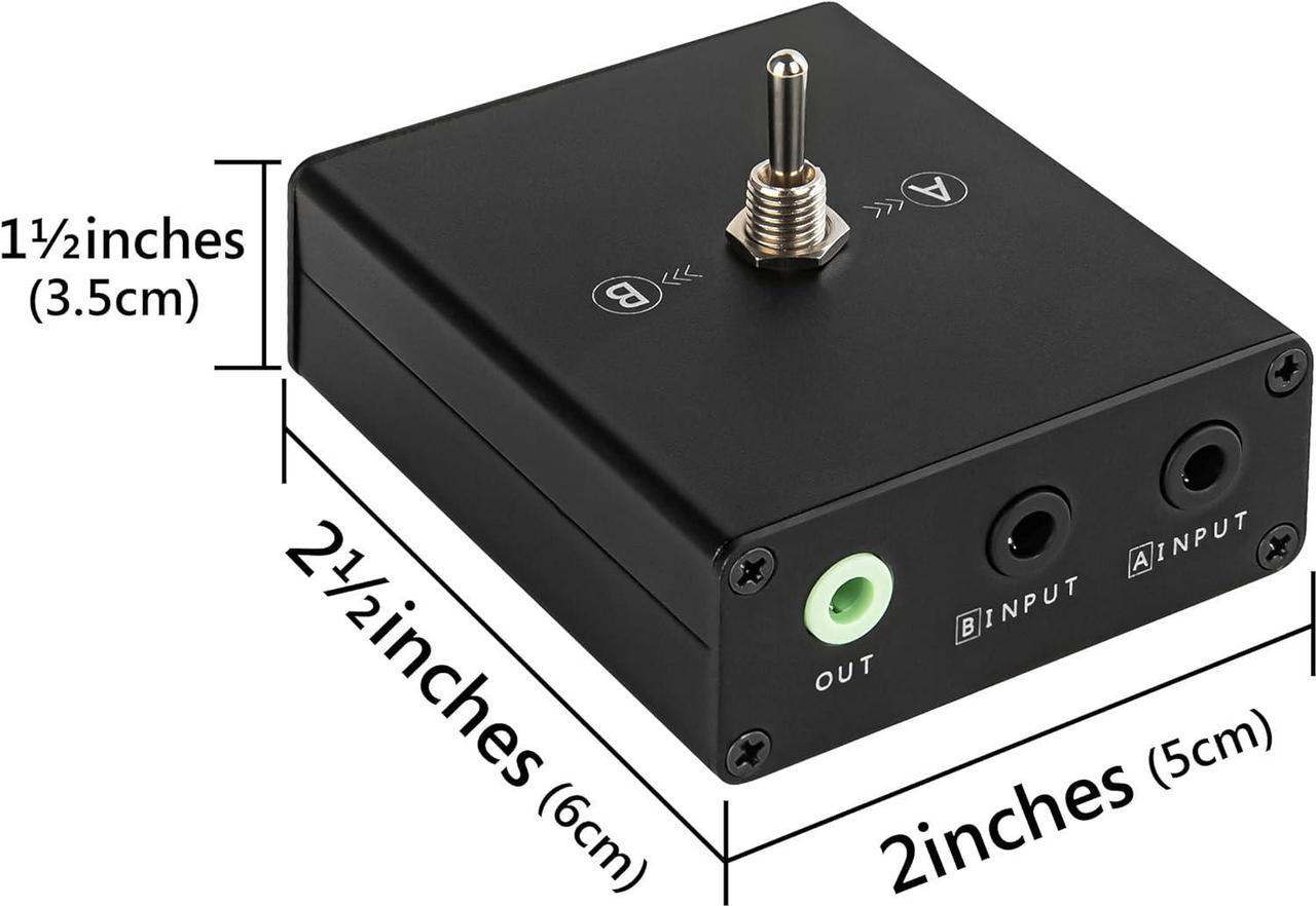 Alt view image 2 of 5 - 3.5 mm Audio Switcher, 2 Ports Audio Splitter Box (2 in 1 Out / 1 in 2 Out) Mini Headphone Manual Selector Converter with Bonus 47.2 in (120 cm) Cable, No External Power Required