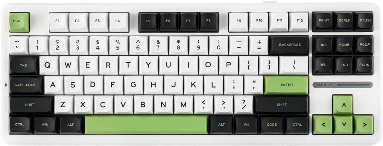 Main image of F87 Pro Wireless Gasket Mechanical Keyboard, 87 Keys Compact TKL 3 Modes(Bluetooth/2.4ghz Wireless/Tpye-C) Gaming Keyboard, Hot Swappable, Full RGB (White Green, Graywood V3 Switch)