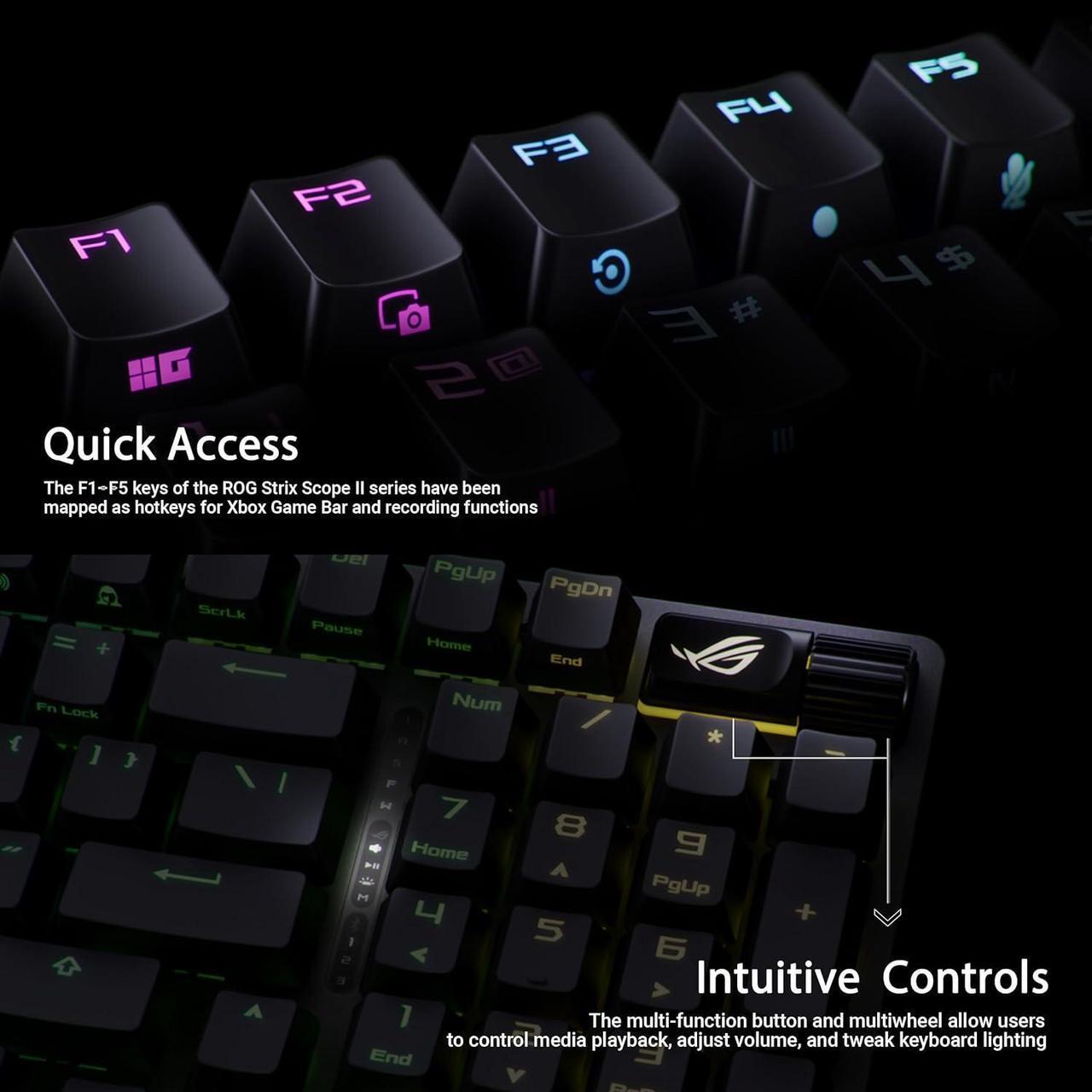 Alt view image 6 of 6 - ROG Strix Scope II 96 Wireless Gaming Keyboard, Tri-Mode Connection, Dampening Foam & Switch-Dampening Pads, Hot-Swappable Pre-lubed ROG NX Snow Switches, PBT Keycaps, RGB-Black