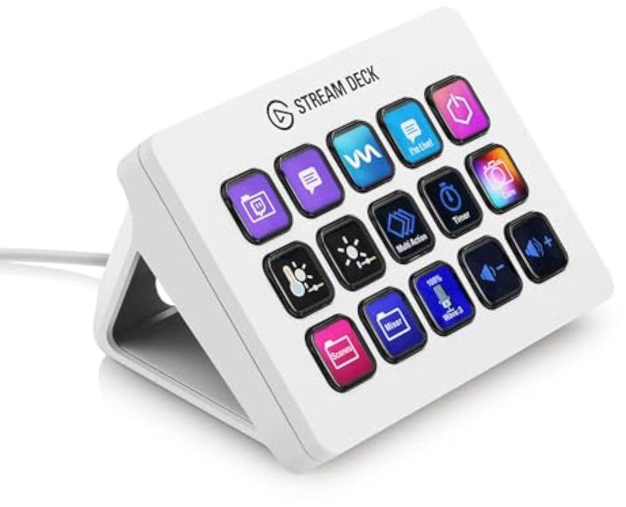 Main image of Elgato Stream Deck MK.2 White  Studio Controller, 15 macro keys, trigger actions in apps and software like OBS, Twitch, YouTube and more, works with Mac and PC
