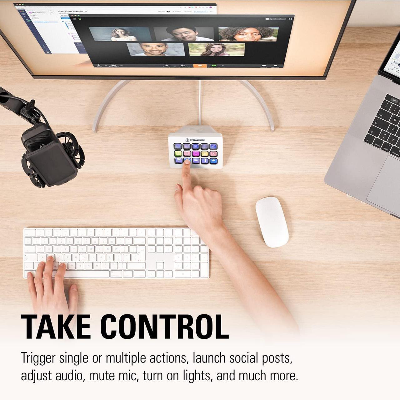 Alt view image 4 of 7 - Elgato Stream Deck MK.2 White  Studio Controller, 15 macro keys, trigger actions in apps and software like OBS, Twitch, YouTube and more, works with Mac and PC